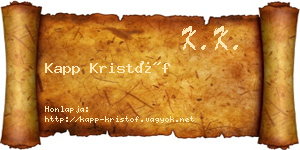 Kapp Kristóf névjegykártya